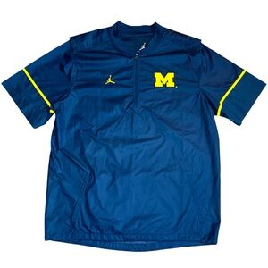Jordan Navy Blue and Yellow Michigan Short Sleeve Pullover